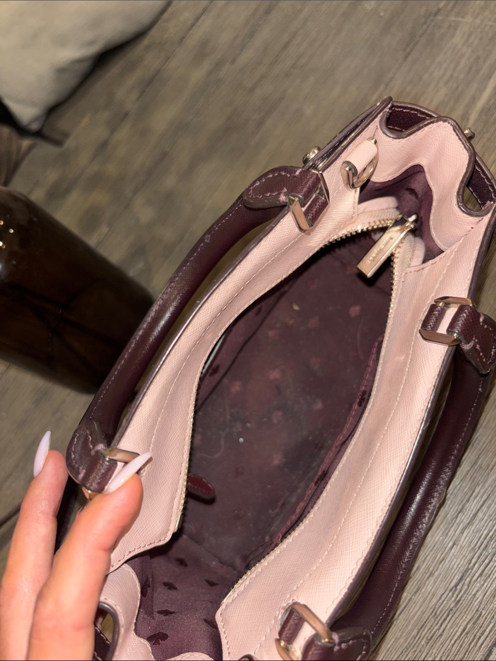 kate spade Pink and Burgundy Two-Tone Satchel - Picture 8 of 8